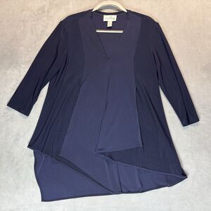 Joseph Ribkoff Womens Top Size 12 Navy Blue Tunic V Neck 3/4 Sleeve